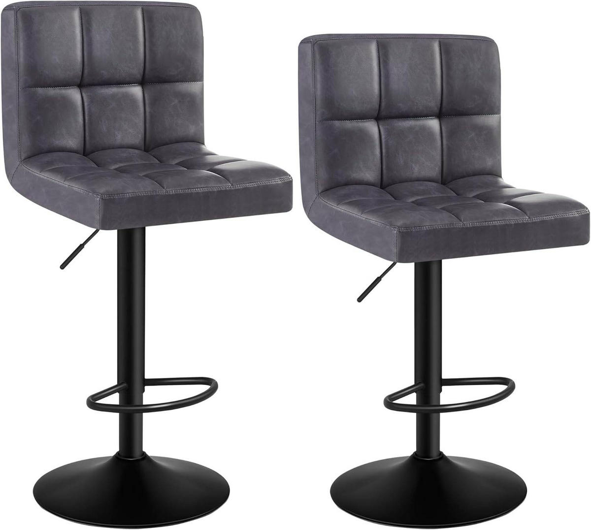 BARHOCKER 2er Set, Kunstleder in Antiklederoptik, Stahl - Anthrazit, Metall (44/114/39cm) - Woltu