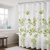 DUSCHVORHANG Pflanzen und Schmetterlinge Muster wasserdicht schimmelresistent waschbar - Weiß, Kunststoff (200/180cm) - MCBOSON