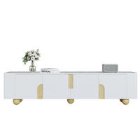 TV ormarić 180/40/44 cm bijeli i boja drva od MDF-a i iverice s 4 vrata i mramornim efektom - bijela, drvni materijal (180/44/40cm) - OKWISH