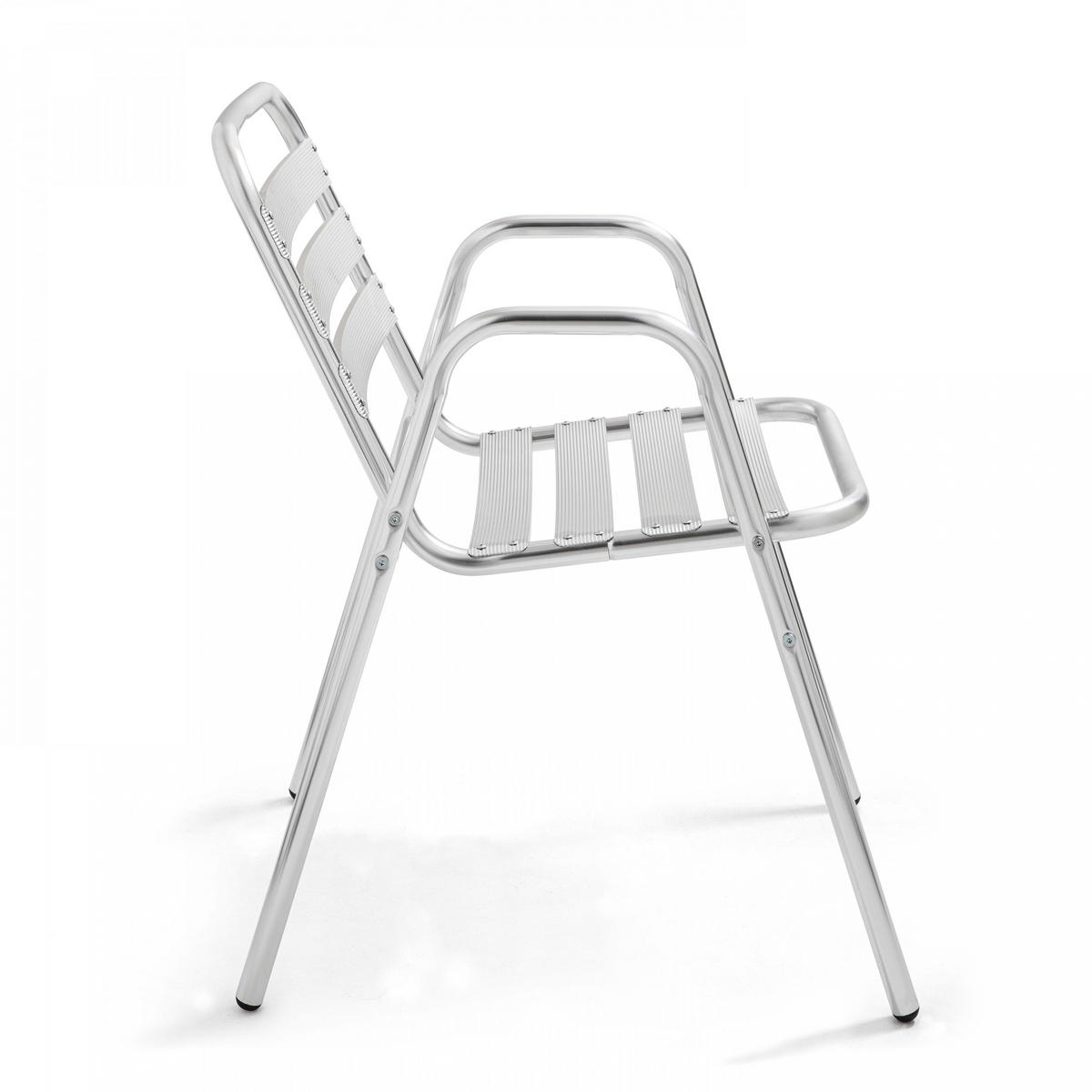 GARTENSTUHL 4-tlg., Grau - Silberfarben, Metall (48/75/61cm) - Oviala