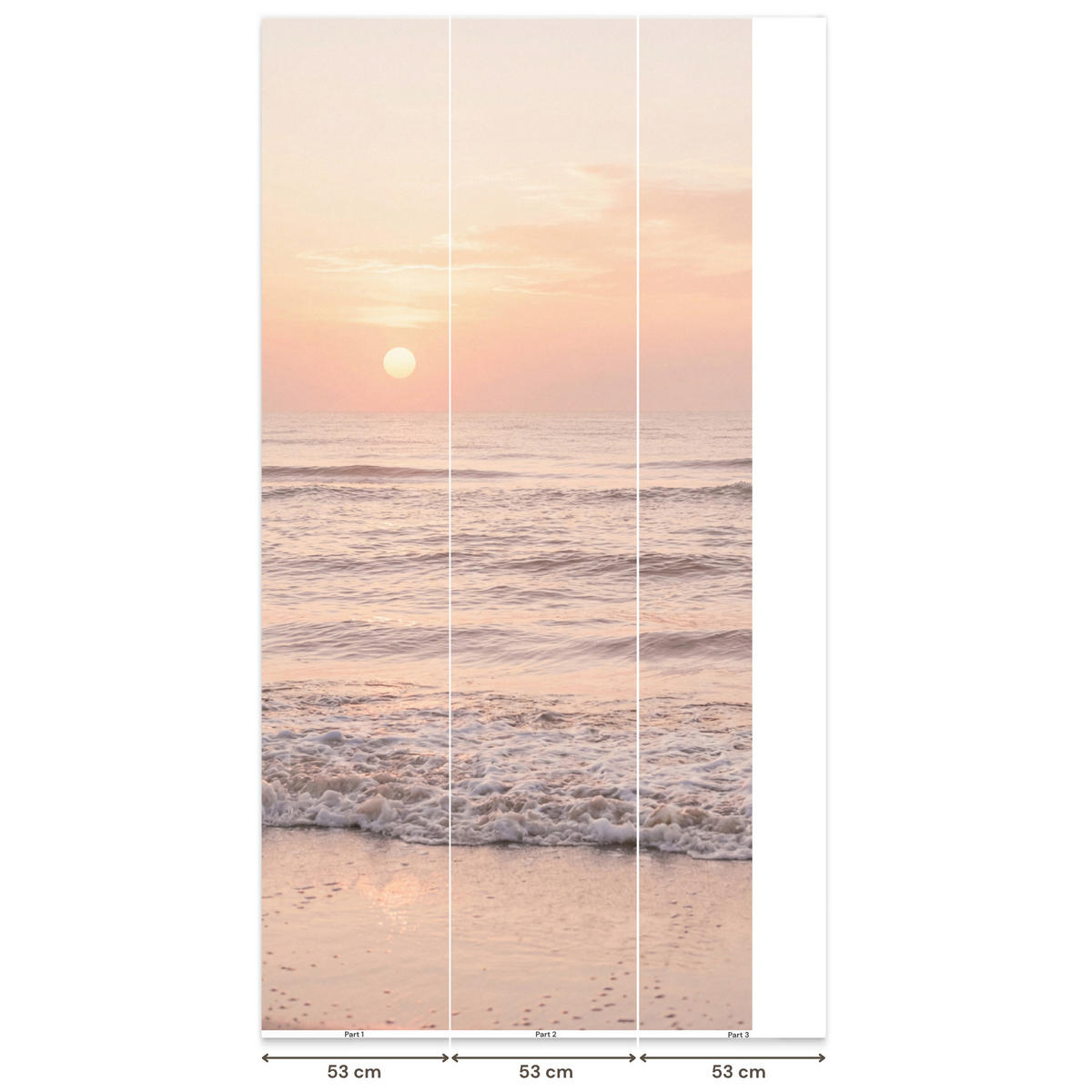 TAPETE - Sonne - Strand - Rosa - 140x280 cm - Hellrosa, Papier (140/280cm) - OnlyWow