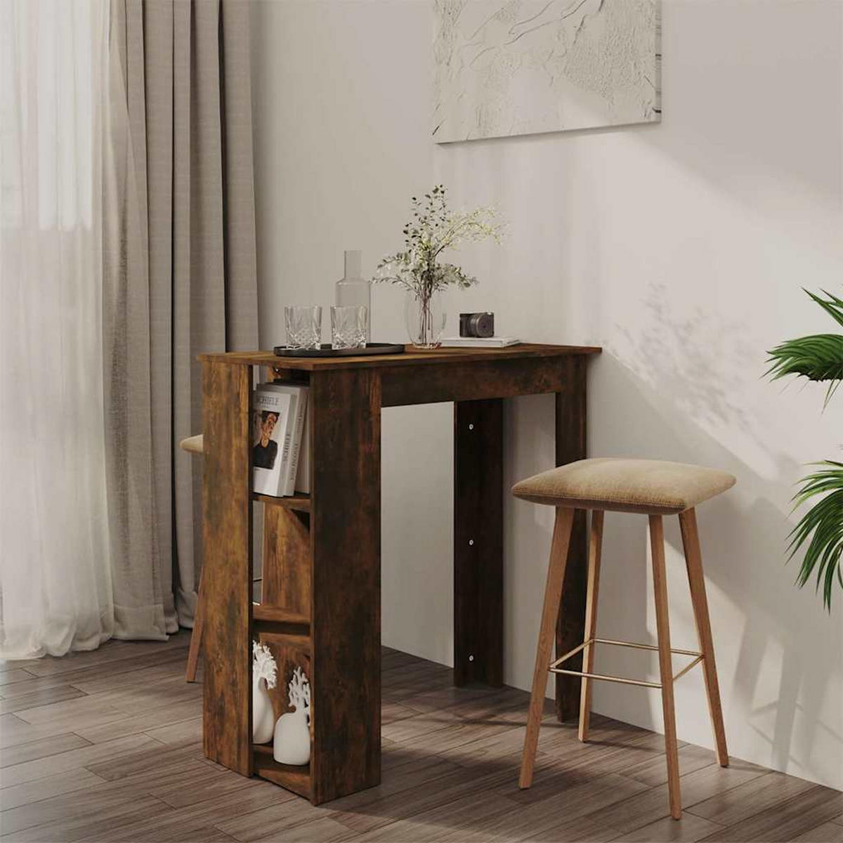 BARTISCH Mit Regal Räuchereiche 102/50/103,5 Cm Holzwerkstoff - Braun, Holzwerkstoff (102/50/103.5cm) - vidaXL