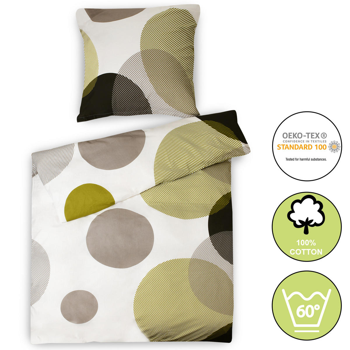 BETTWÄSCHE Nela 155x220cm + Kissenbezug 80x80cm Ornamente Renforcé - Multicolor, Textil (220/155cm)