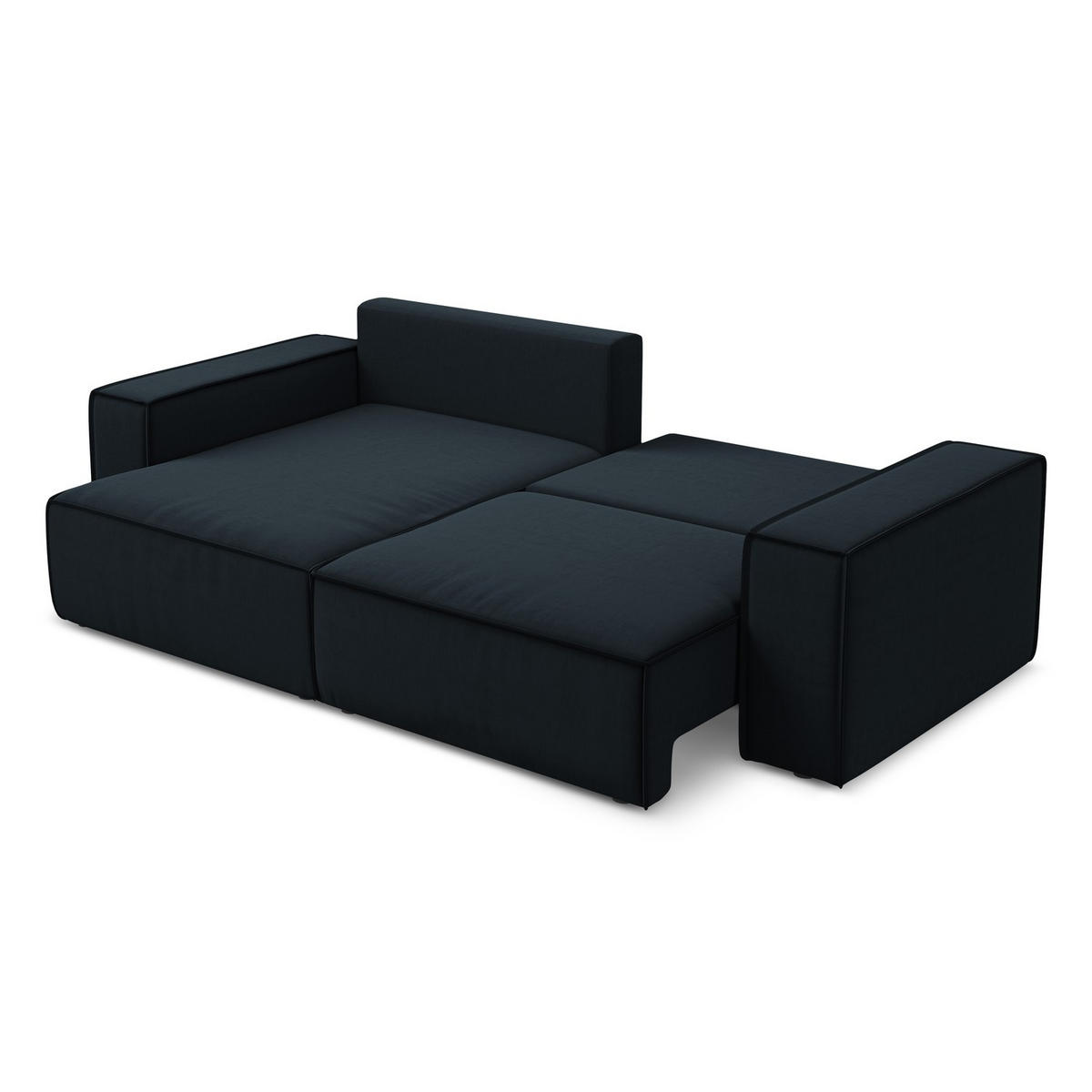 ECKSOFA mit Schlaffunktion Samt Stoff Blau - Blau/Schwarz, Kunststoff/Textil (148/257cm) - LaMiaSofa