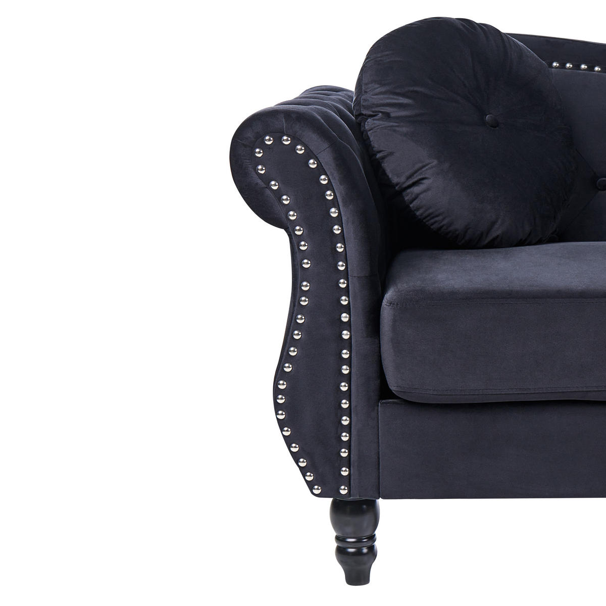 3-SITZER-SOFA Samtstoff Schwarz Skien - Schwarz, Textil (204/86/78cm) - Beliani