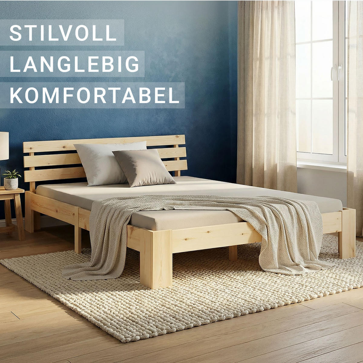 HOLZBETT Natur 120/200 cm Doppelbett mit Lattenrost - Naturfarben, Holz (120/200cm) - Homestyle4u