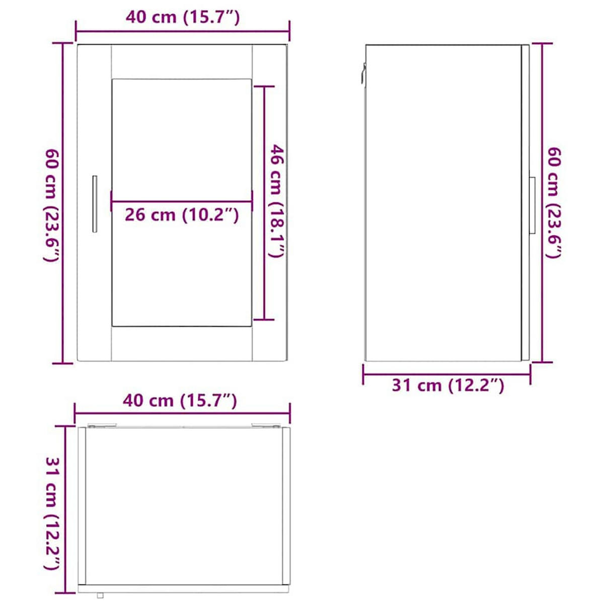 KÜCHEN-HÄNGESCHRANK Mit Glastür Weiss - Weiß, Holzwerkstoff (31/60/40cm) - vidaXL