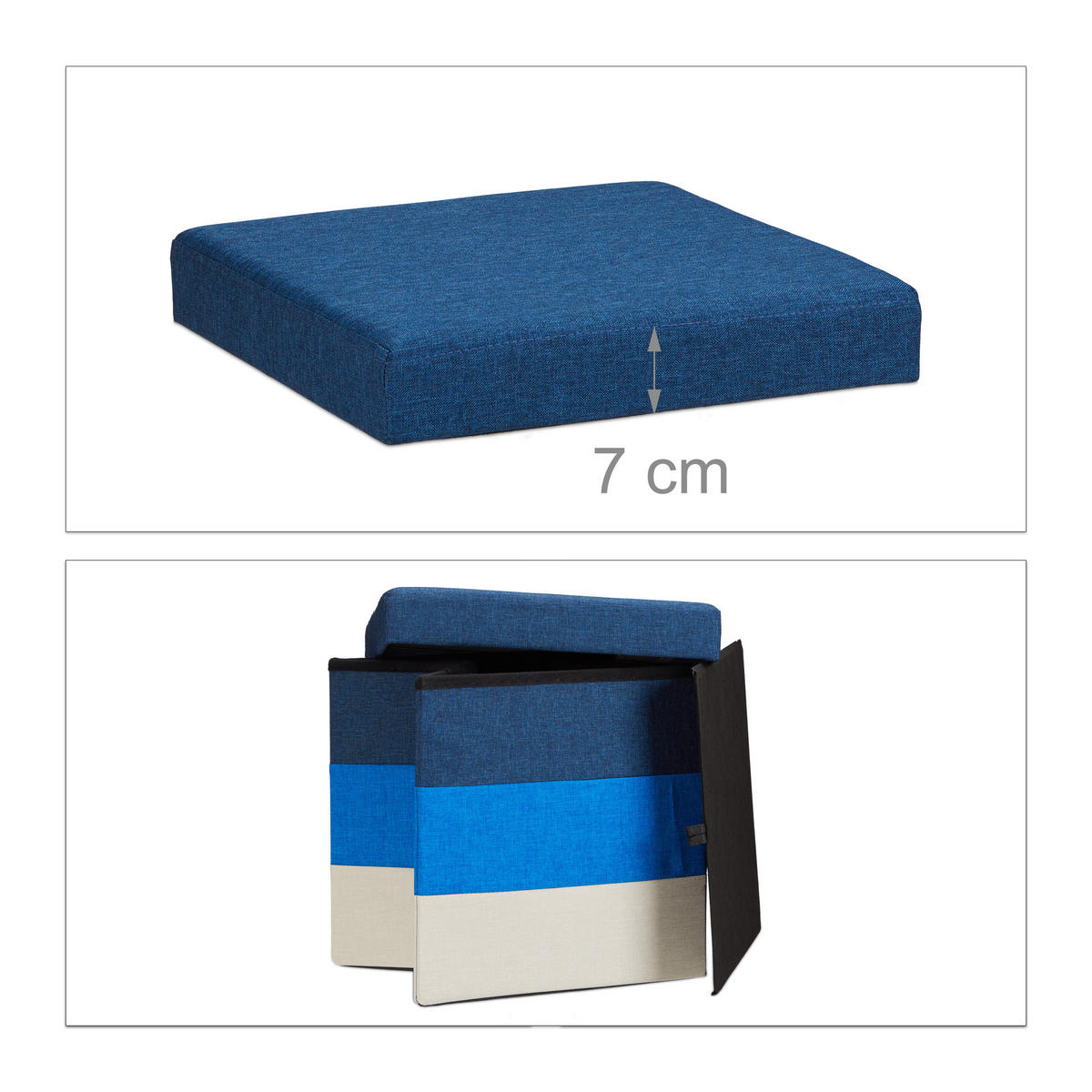 HOCKER - Multicolor, Holzwerkstoff/Textil (38/38/38cm) - Relaxdays