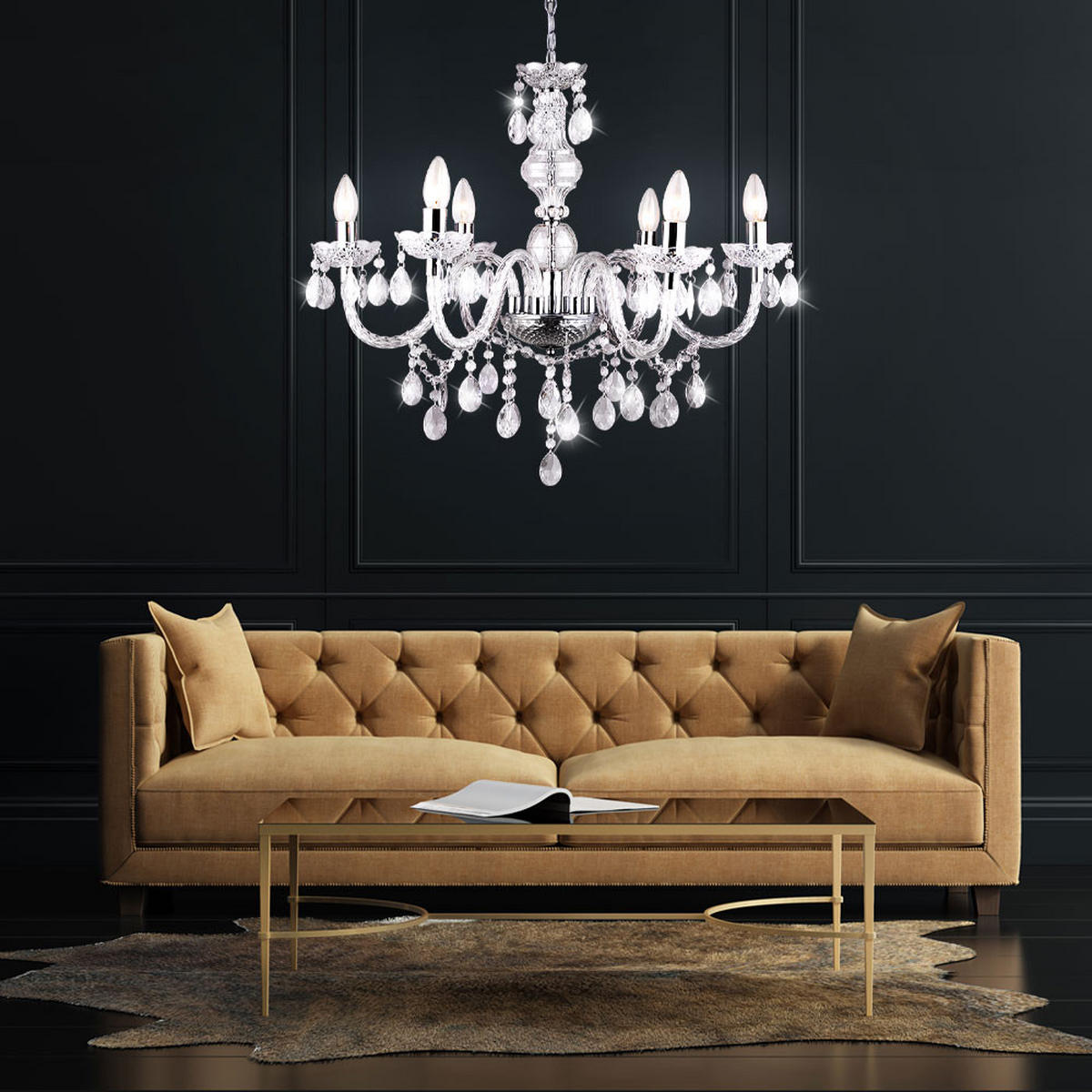 KRONLEUCHTER in verschiedenen Ausführungen - Weiß, Metall (67/67/166cm) - Globo Lighting