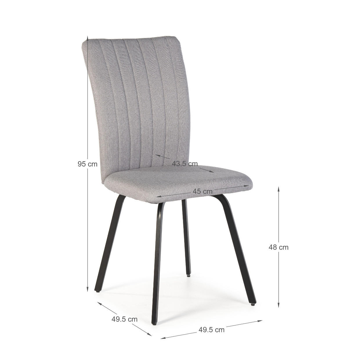 STÜHLEN (Set aus 4) aus stoff mit schwarzen metallbeinen - pretty 45,5/57/48 cm - Grau, Textil (57/48/45.5cm) - Calicosy