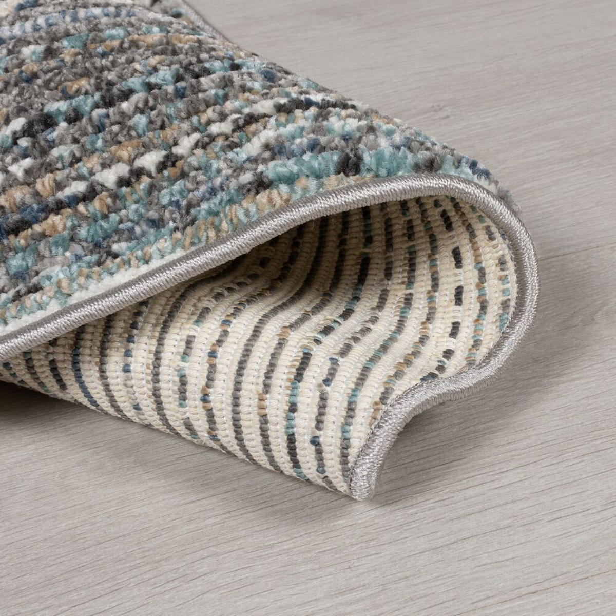 TEPPICH Streifen-Design, strapazierfähig PERRAN, Blau 160x160 cm - Blau, Textil (160/160cm) - KADIMA DESIGN