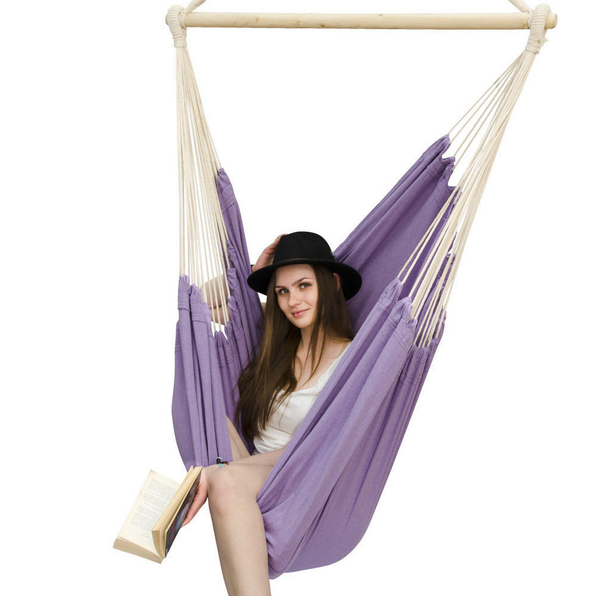 XXL HÄNGESESSEL 185/130 cm Belastbar bis 150 kg Violett Flieder - Rosa, Textil (130/155/185cm) - Amanka