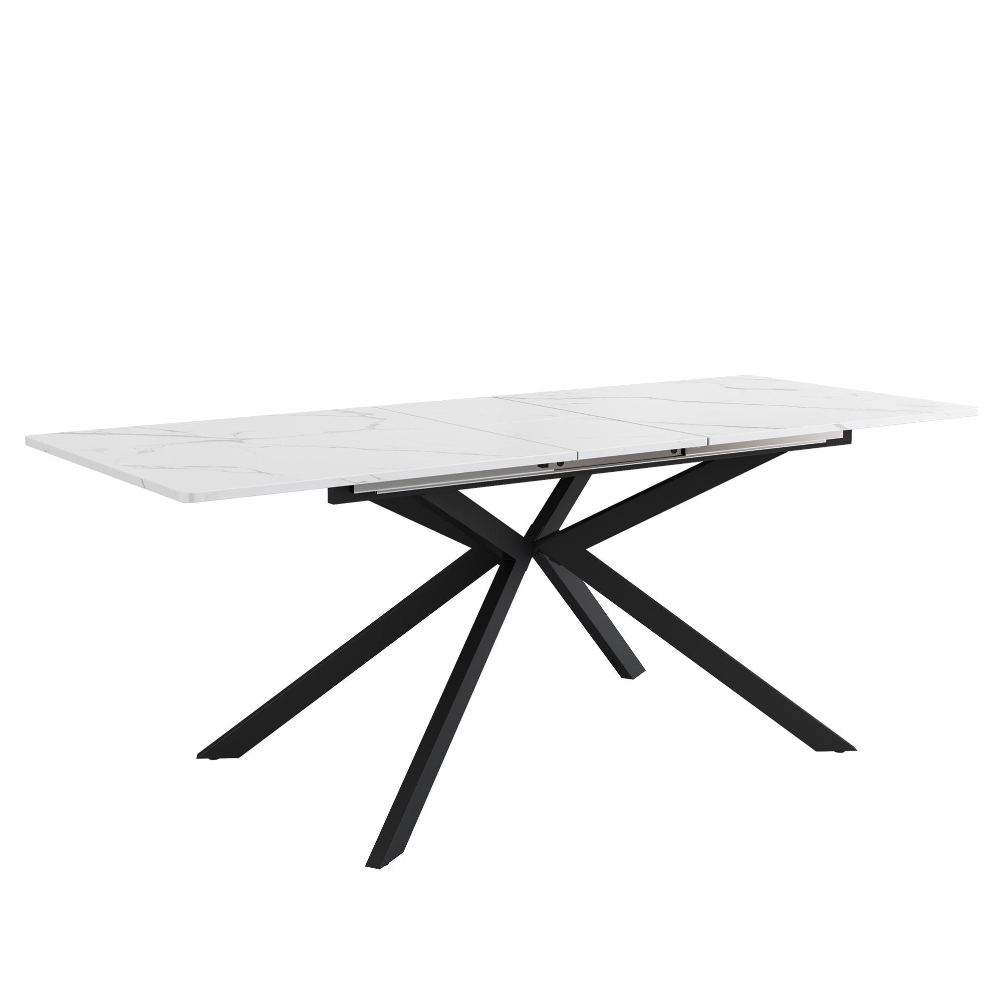 ESSTISCH ausziehbar 150–180 cm in Marmor-Optik - Weiß, Holzwerkstoff (70/180/76cm) - Urban Meuble