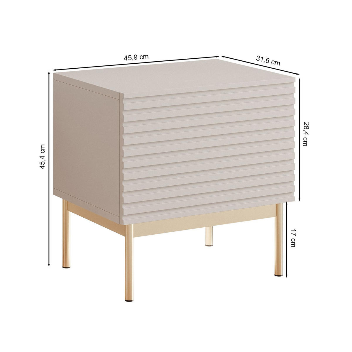 NACHTTISCH Linearis Kaschmirgrau 46 cm - Taupe/Kaschmir, Holzwerkstoff (35.9/45.4/31.6cm) - Selsey