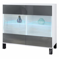 KOMMODE Bari Grau Hochglanz - Grau, Holzwerkstoff (92.5/84.5/35cm) - Vladon