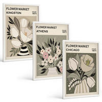 BILDER SET 3er Set - 40x60 cm Weißer Rahmen - Retro-Blumenarrangements - Weiß, Kunststoff (40/60cm) - TULUP