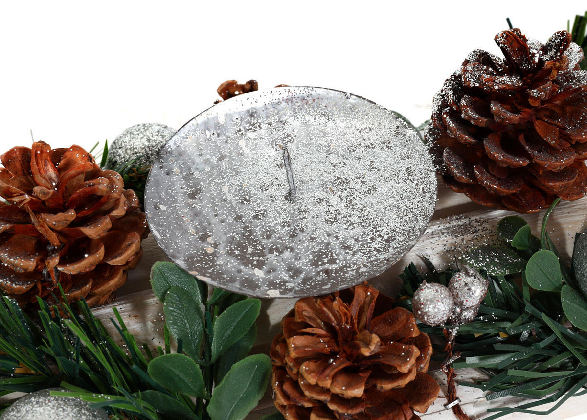 ADVENTSGESTECK OHNE KERZEN Weiß - Weiß, Holz (18cm) - MCW