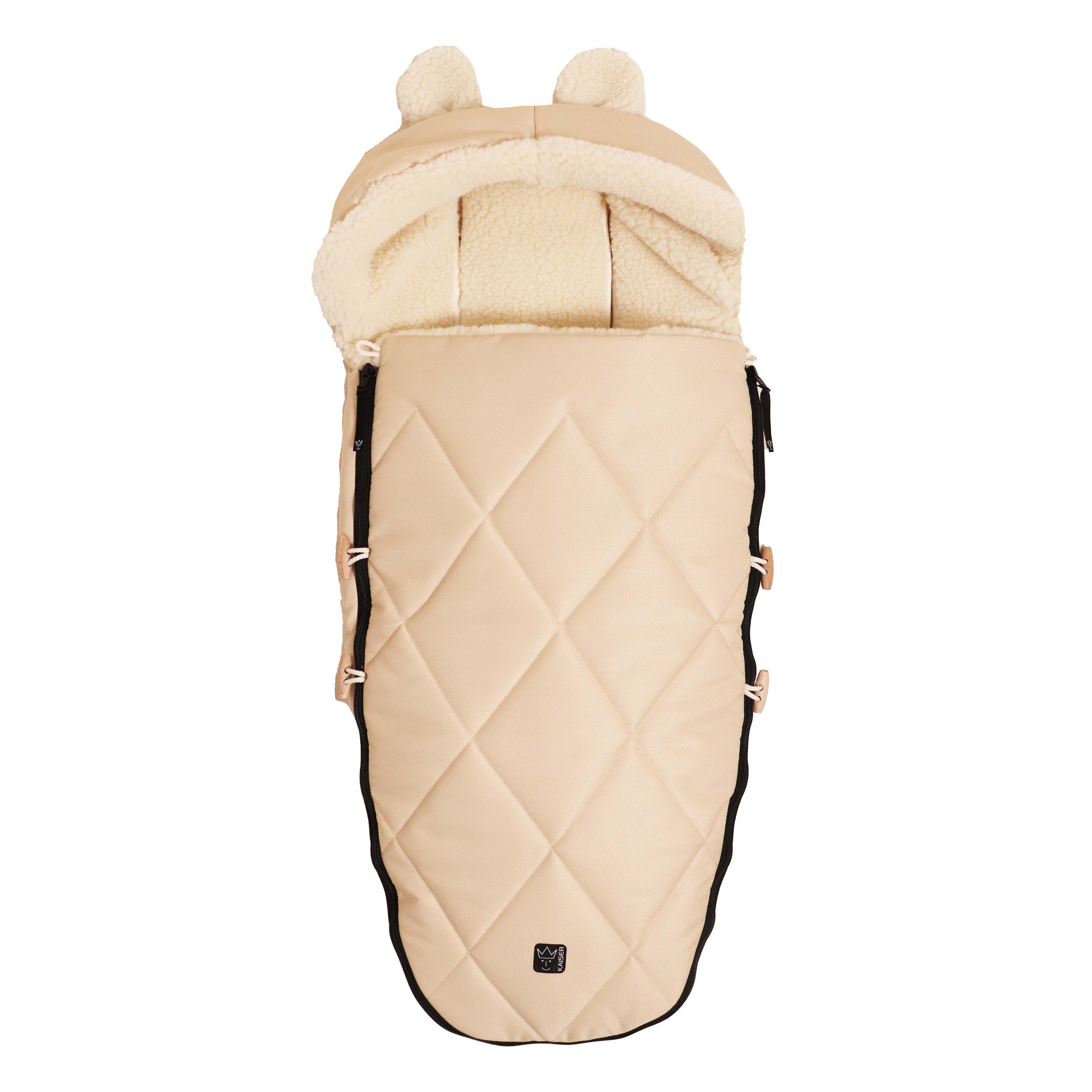KINDERWAGENFUSSSACK XL EARS WOOL, marzipan - Beige, Naturmaterialien (43/93cm) - Kaiserbaby