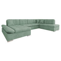 ECKSOFA Bergen, Seite: Links - Jadegrün/Silberfarben, Holz/Textil (345/76/205cm) - MIRJAN24