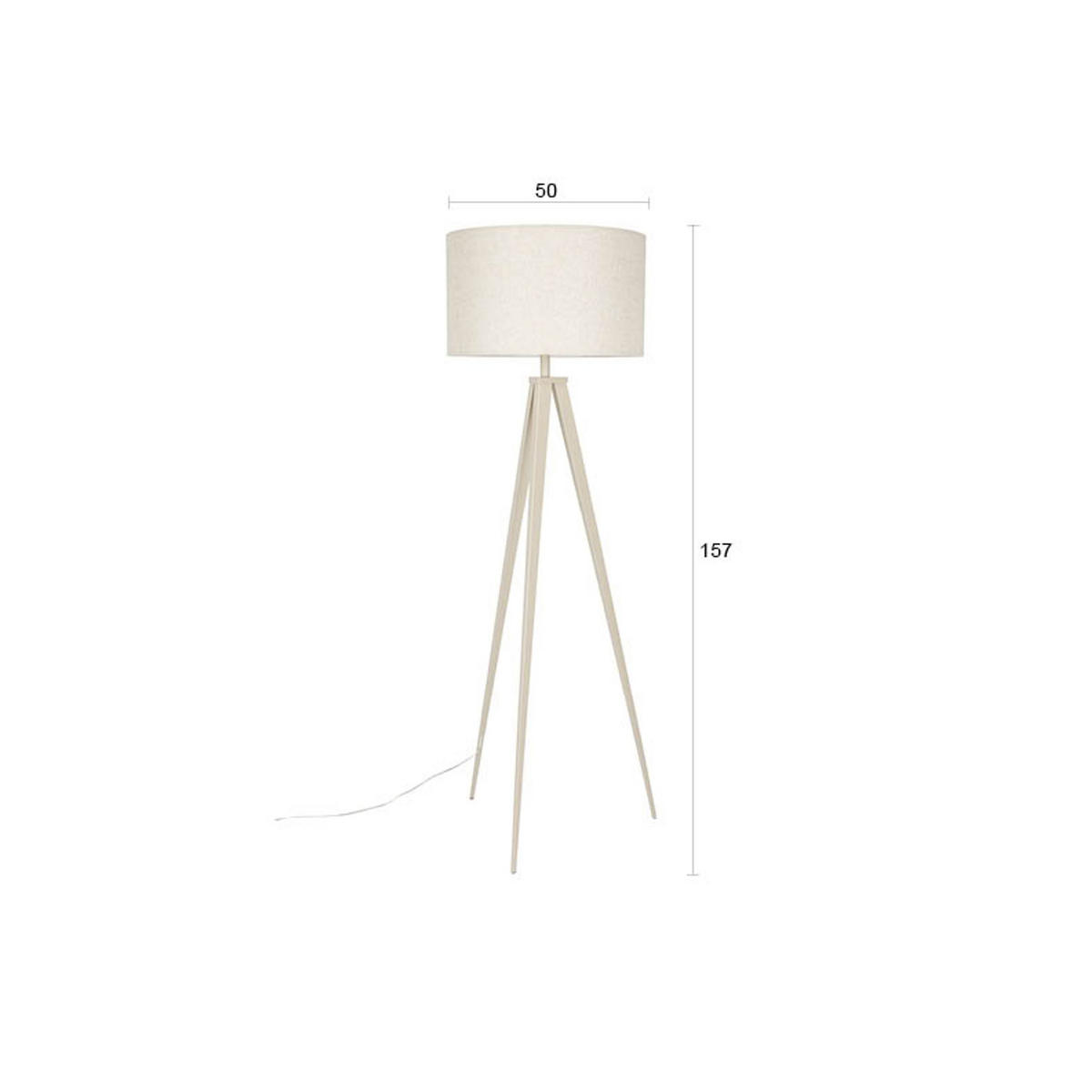 STEHLAMPE Tripod Beige - Beige, Metall (50/50/157cm) - Zuiver