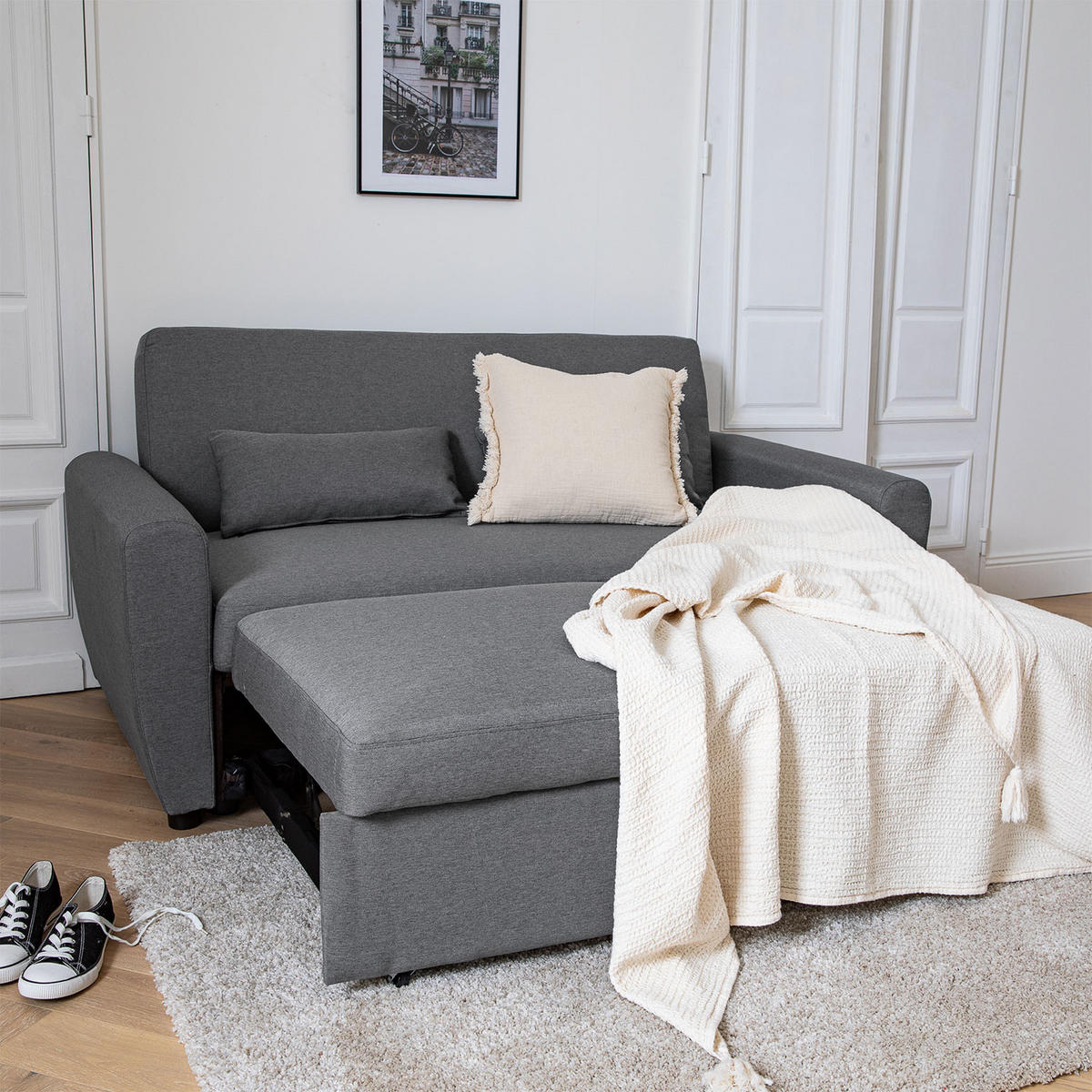 SCHLAFSOFA Matt Grau 2 Plätze - Grau, Textil (93/85/169cm) - Happy Garden
