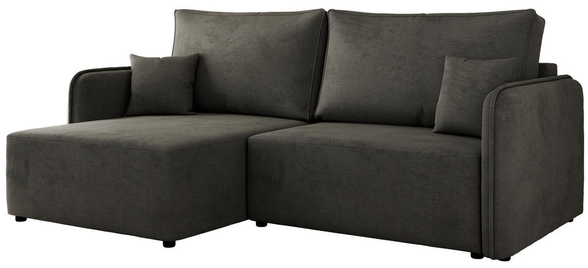 ECKSCHLAFSOFA MESTO L Dunkelgrau Velvet - links - Dunkelgrau/Schwarz, Kunststoff/Textil (227/147cm) - MKS
