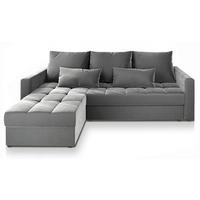 ECKSOFA KOS PIK Hellgrau Plüsch-Stoff mit Schlaffunktion - Hellgrau, Holz (220/140cm) - MASSENO