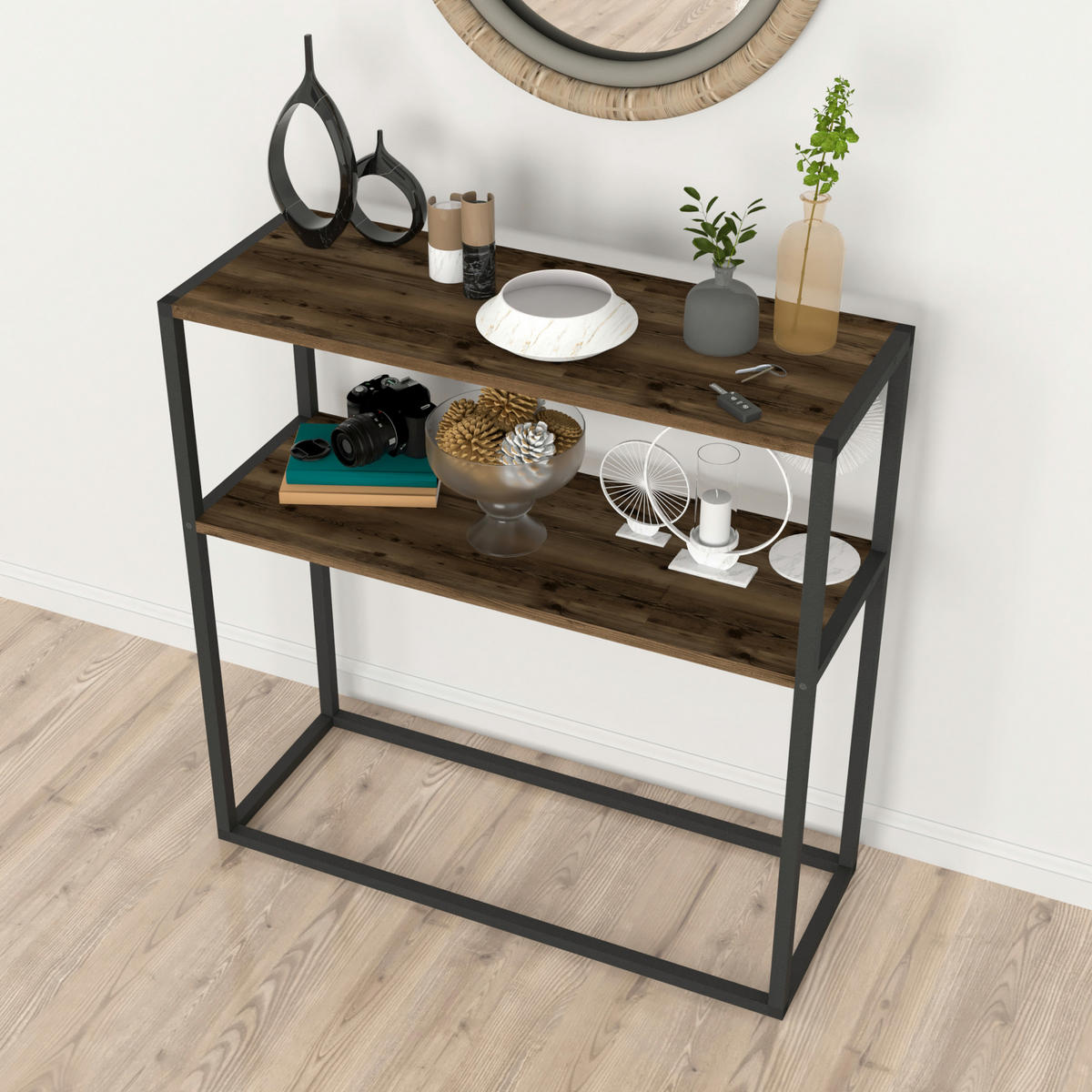 KONSOLENTISCH Hemsedal - Eichefarben, Holzwerkstoff (34/90/90cm) - [en.casa]