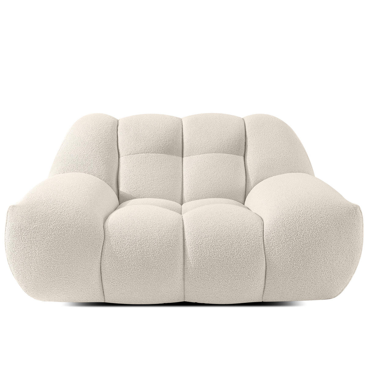 SESSEL VENA mit Pouf Bouclé, Weiß - Weiß, Holz/Textil (65/38/65cm) - KONSIMO®