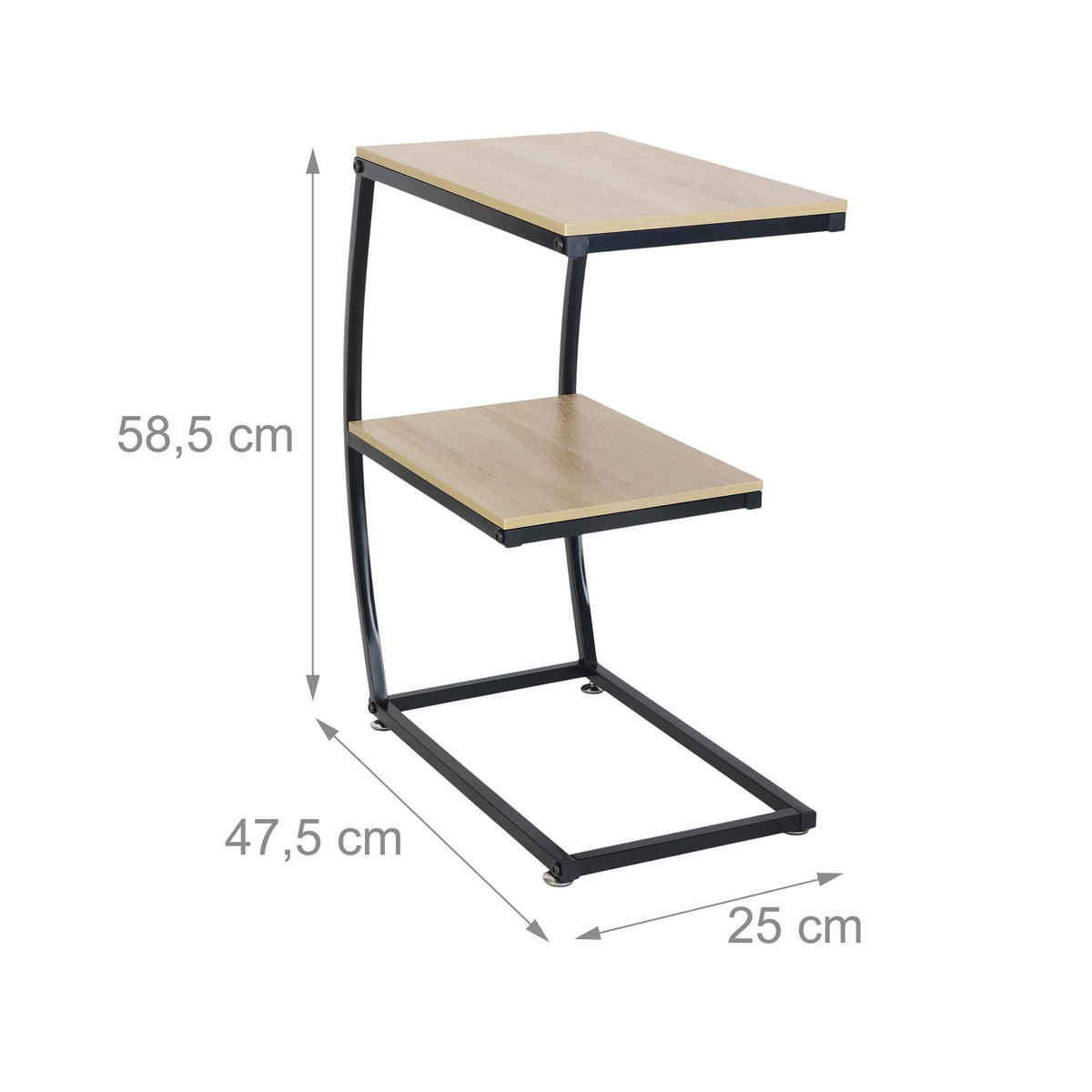 BEISTELLTISCH - Multicolor, Holzwerkstoff/Metall (25/47.5/57.5cm) - Relaxdays