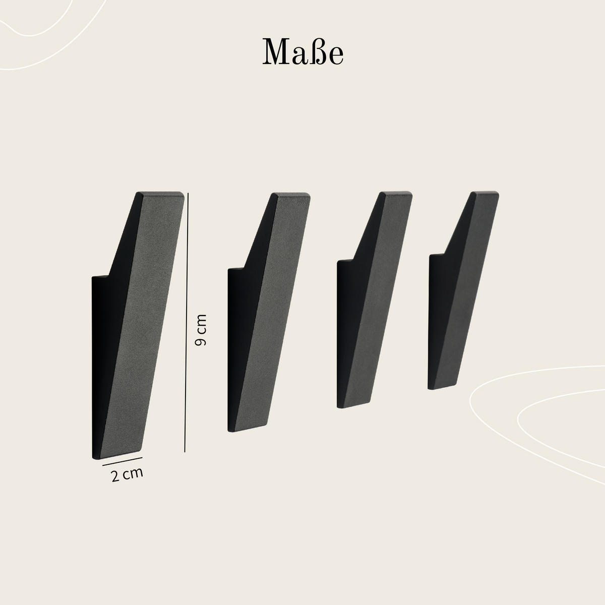 GARDEROBENHAKEN MIT VERSTECKTER VERSCHRAUBUNG - Schwarz, Metall (2/9/3cm) - Designfabrik Hamburg