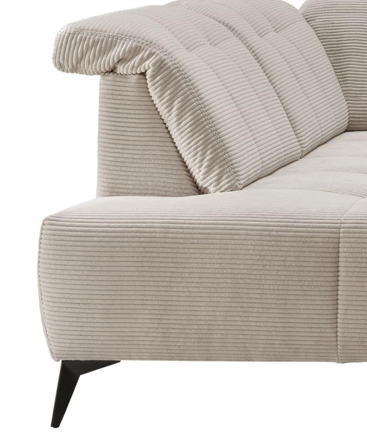 WOHNLANDSCHAFT mit elektrisch verstellbare Relaxfunktion, Cord-Stoff - Beige/Schwarz, Textil/Metall (337/104/200cm) - myHomelando