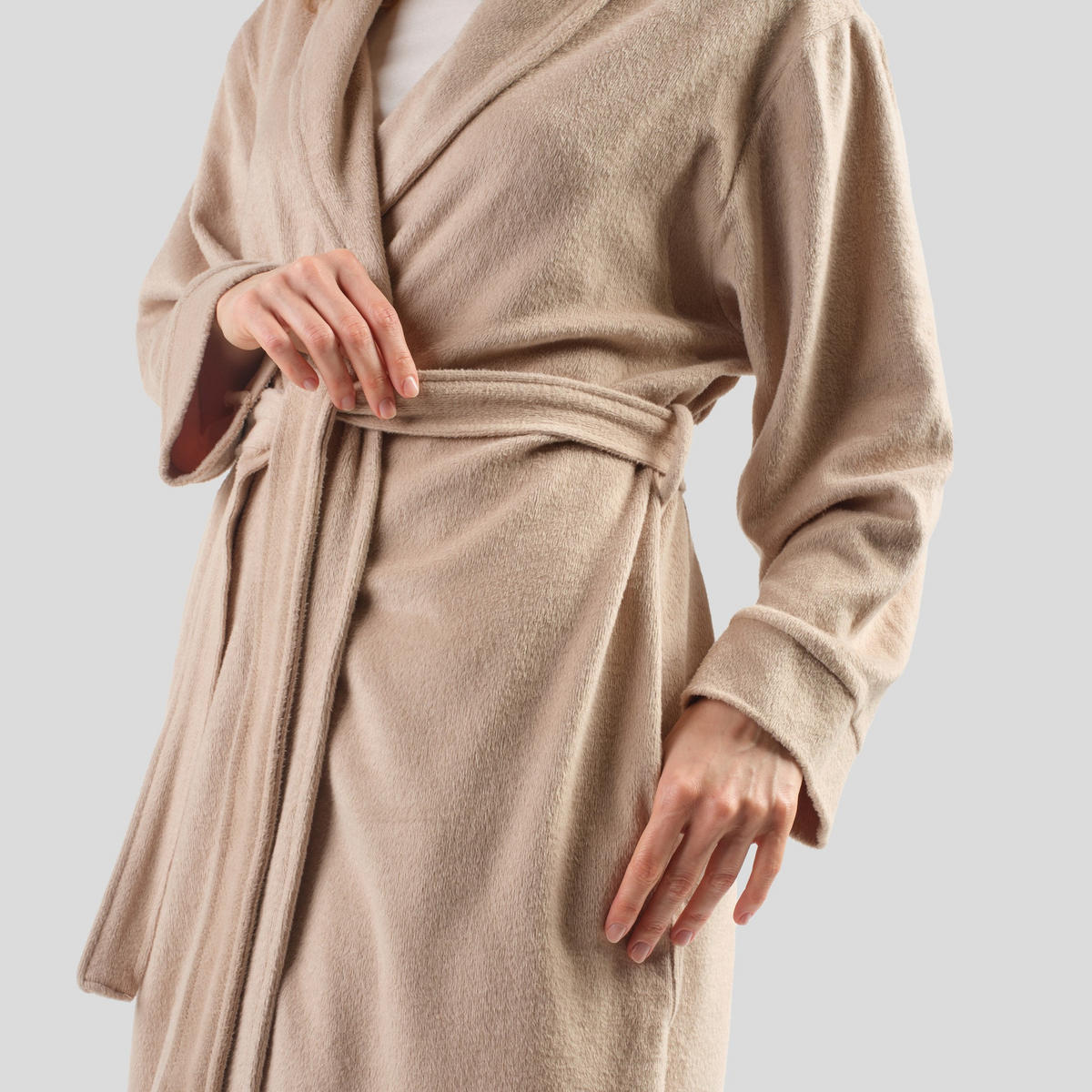 BADEMANTEL MIT BAUMWOLLE Polina - Beige, Textil (Einheitsgrößenull) - home&you