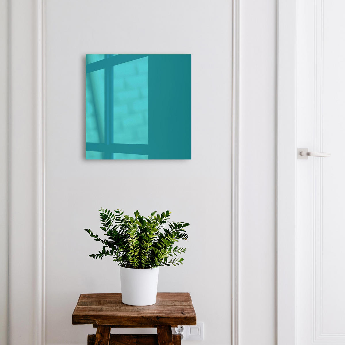 SCHLÜSSELBOX Weiß 30x30 cm – Türöffnung nach rechts - Kühles Türkis - Türkis, Metall (30/30/5cm) - TULUP