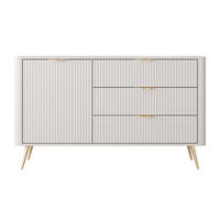 SIDEBOARD Vespasia 1T 3S Beige 138,2/81,2/38 cm – Geriffelten Fronten - Beige/Goldfarben, Holzwerkstoff/Metall (138.2/81.2/38cm) - AX Living