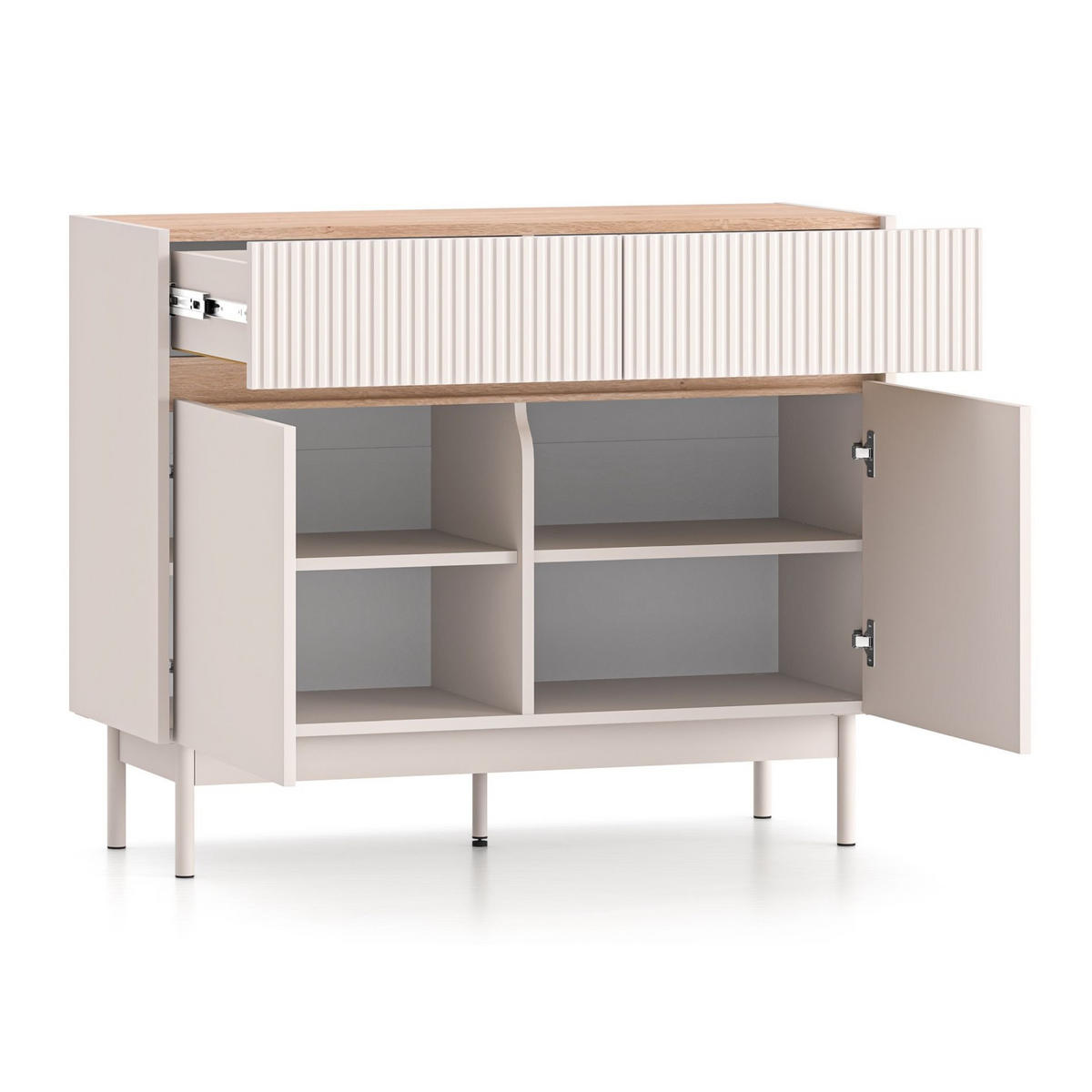 SIDEBOARD Dunea Kaschmirgrau/Eichenholzoptik 104 cm - Taupe, Holzwerkstoff/Metall (104/85/40cm) - Selsey