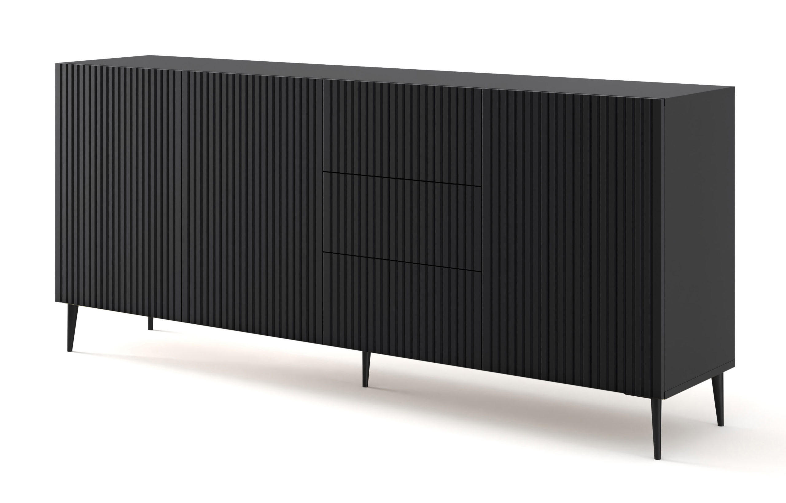KOMMODE Schwarz, Schwarz, Schwarz 200/87/42 - Schwarz, Holzwerkstoff (200/87/42cm) - RAUMHIRSCH FURNITURE