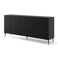 KOMMODE Schwarz, Schwarz, Schwarz 200/87/42 - Schwarz, Holzwerkstoff (200/87/42cm) - RAUMHIRSCH FURNITURE