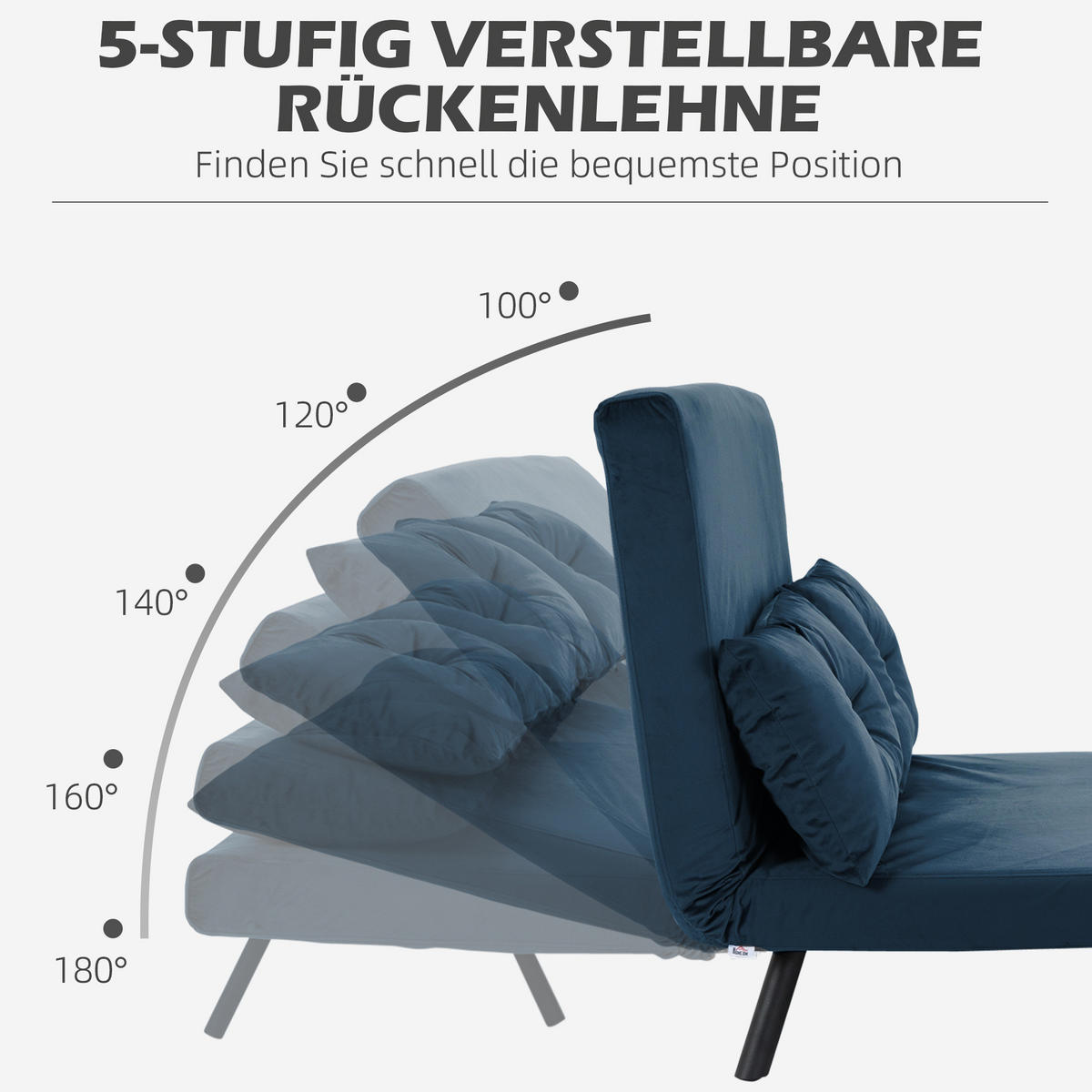 SCHLAFSESSEL mit Bettfunktion, 5-fach verstellbarer Rückenlehne 102/73/81 cm Blau - Blau, Textil (73/81/102cm) - Redom