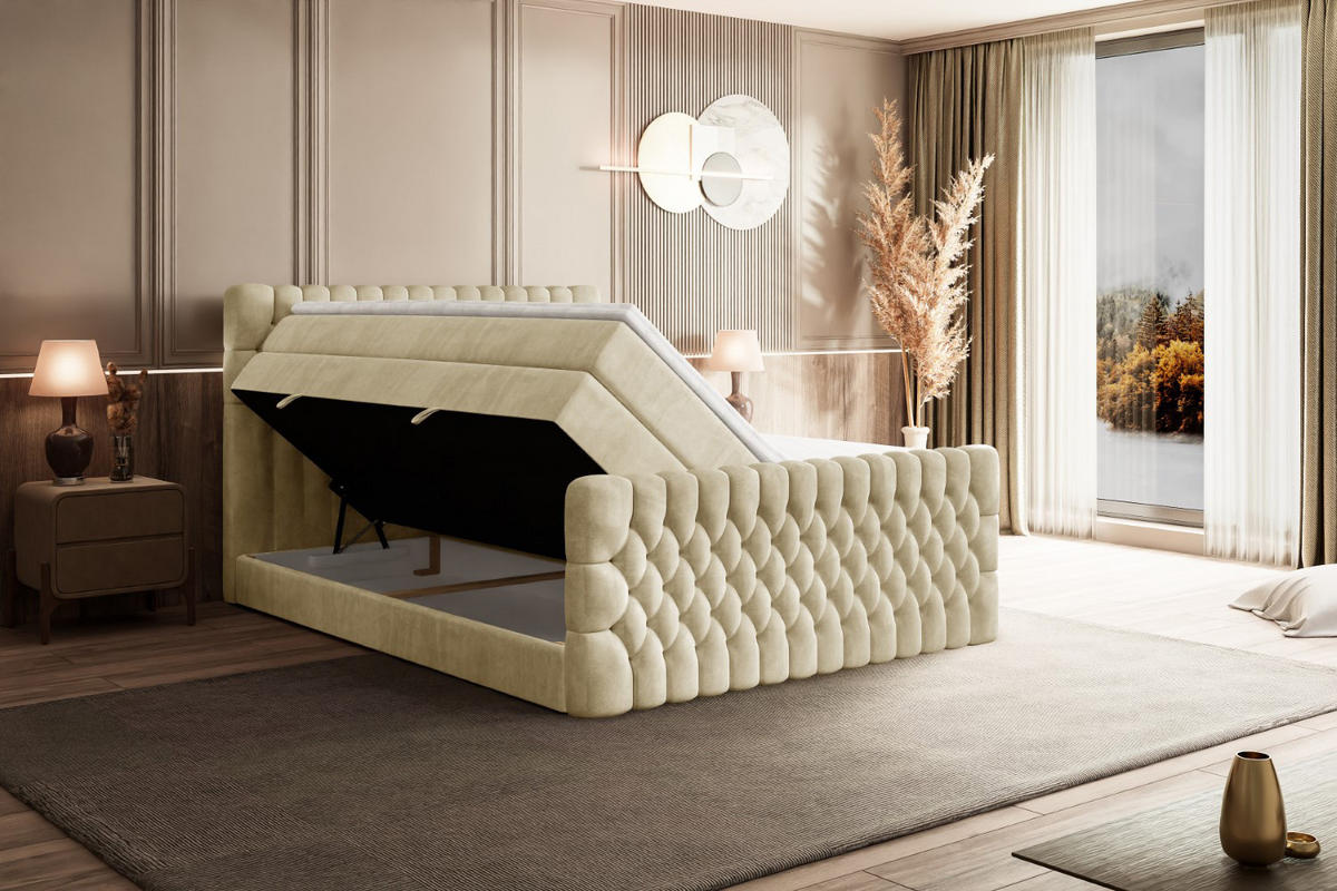 BOXSPRINGBETT SERENE-Z KING - 120 x 200 - H3/H4 - Beige - Beige, Holzwerkstoff (120/200cm) - ALTDECOR