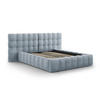 BETT mit Bettkasten und Doppelkopfteil Mamaia aus Samt hellblau 140x200cm - Hellblau, Textil (140/200cm) - Micadoni