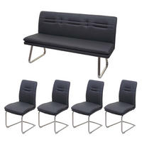 ESSZIMMER-SET Anthrazit 5er-Set - Blaugrau, Textil (160/92/58cm) - MCW