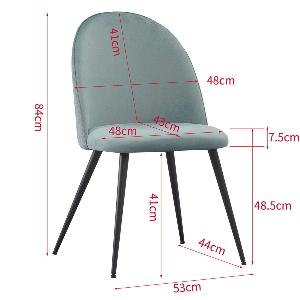 STUHL CAPO Samtbezug Metallbeine 4er Set Rosa - Rosa, Textil/Metall (53/84/44cm) - Albatros