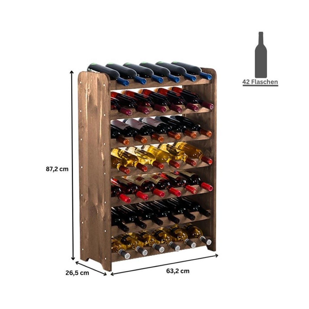 WEINREGAL Pinotwine C 87,2x63,2x26,5 cm 42 Flaschen Massives Kiefernholz Braun Geölt - Braun, Holz (63.2/87.2/26.5cm) - PROREGAL