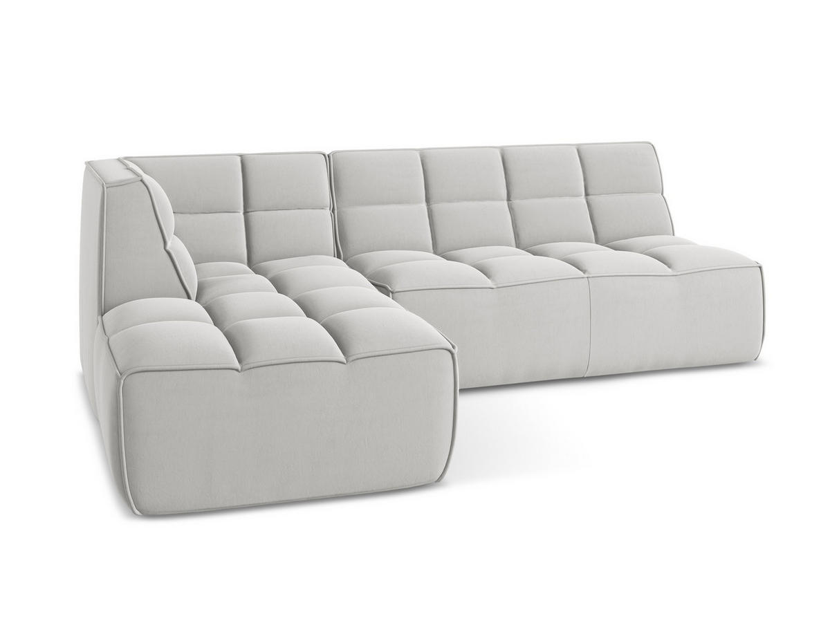 ECKSOFA Beidseitig Samt Stoff Grau - Silberfarben/Schwarz, Kunststoff/Textil (258/178cm) - Makamii