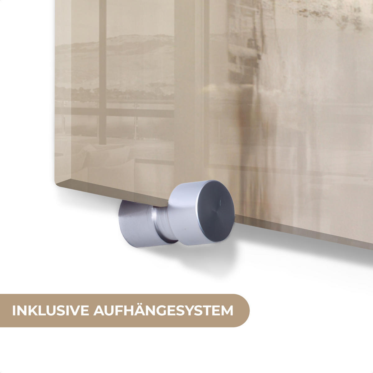 ACRYLGLASBILD Moderne Kunst - Abstrakt - Beige 90x90 cm - Beige, Glas (90/90cm) - MuchoWow