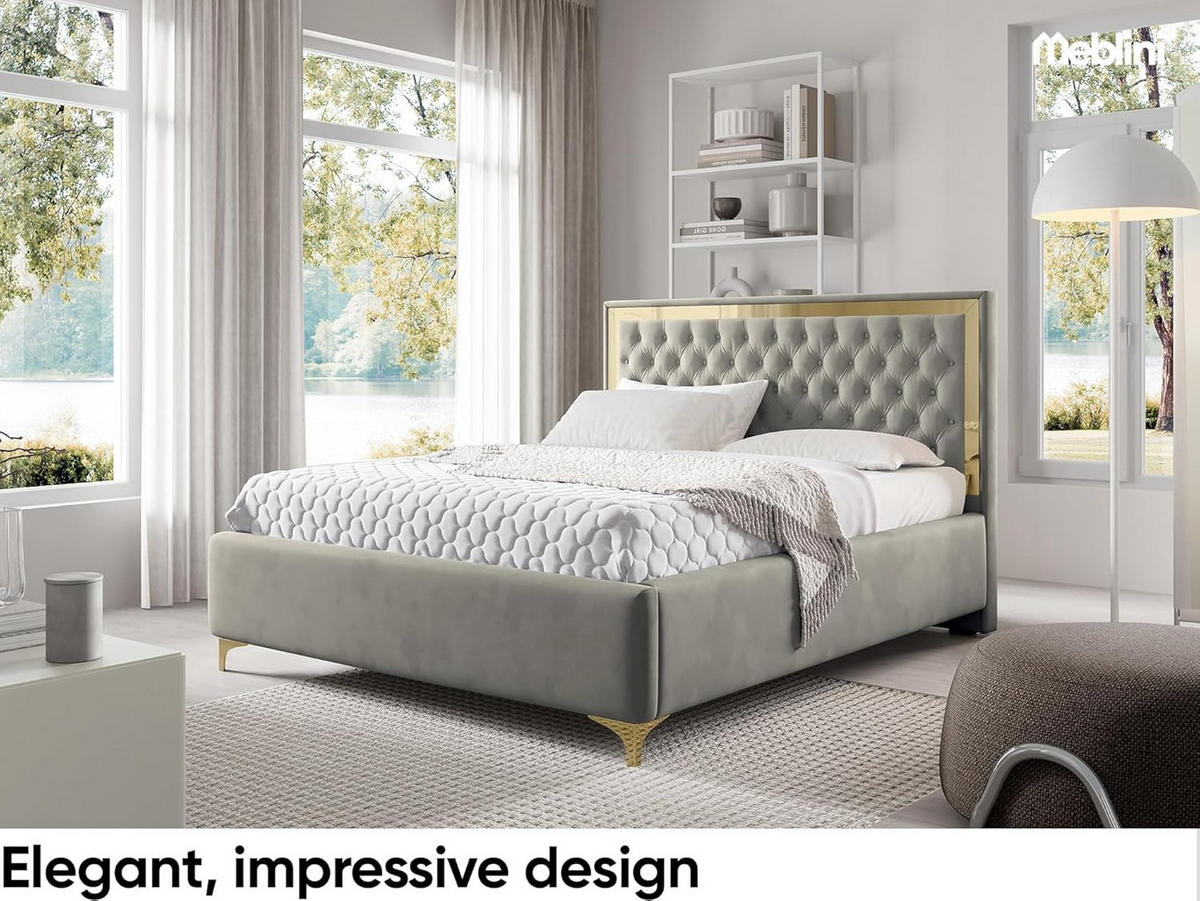 POLSTERBETT ARONA - Grau, Textil (120/200cm) - Meblini