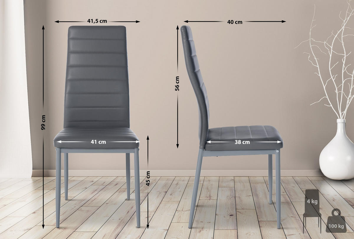 ESSZIMMERSTUHL Mayfair 99x41,5x40 cm grau - Grau, Kunststoff (41.5/99/40cm) - furnicato