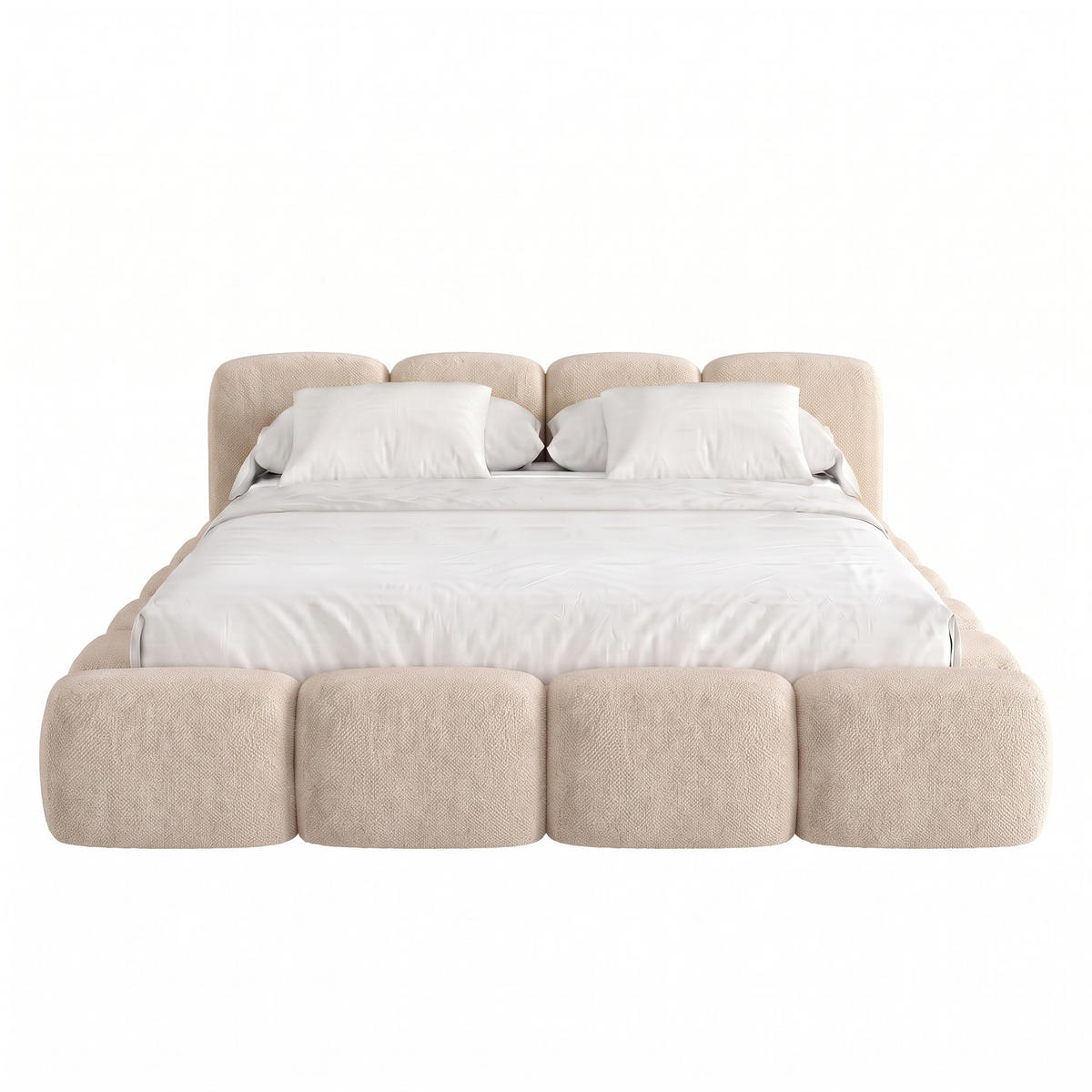 POLSTERBETT SUENO 180x200 cm in Creme, gepolstertes Kopfteil, Metalllattenrost, Bettkasten, Chenille-Stoff - Creme/Naturfarben, Holz/Textil (180/200cm) - Muffo