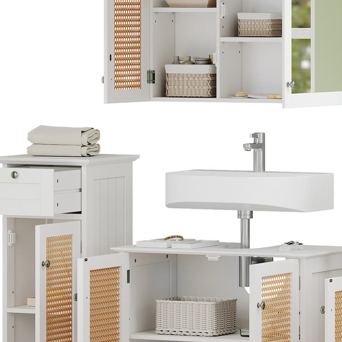 BADMÖBEL-SET Rosario Weiß 5 Teile - Weiß, Holzwerkstoff (60/58/35cm) - Vicco